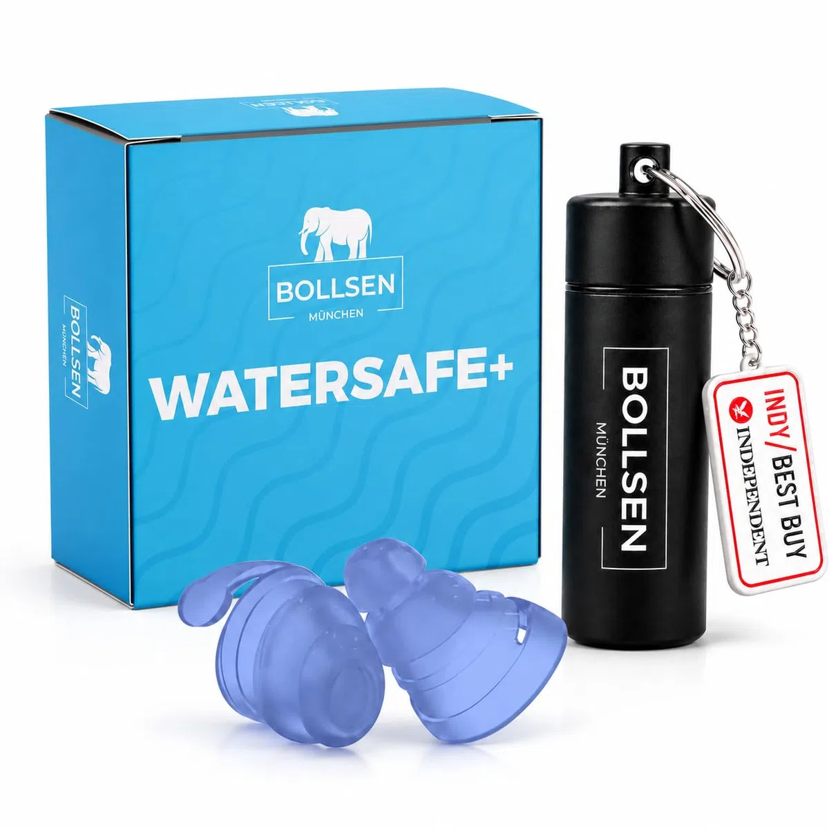BOLLSEN Watersafe+ Bouchons d’oreilles de natation pour adultes – Bouchons en silicone réutilisables pour natation, douche, bain et sports nautiques – Étanches avec réduction du bruit 24 dB SNR (1)