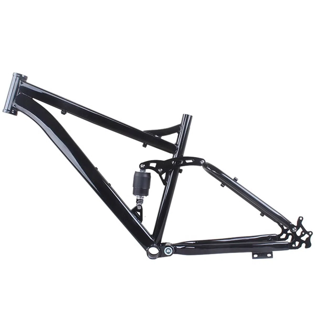 Cadre de VTT Suspendu 26 Pouces 17 Pouces, Freins à Disque, Suspension, Accessoires modifiés, Noir Brillant avec arrière