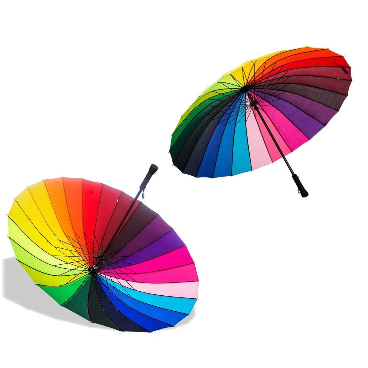 ThreeH Doublé Canne Anti Vent Parapluie Golf Ouverture 24 côtes Voyage Parapluie Grande Taille KS07,Rainbow