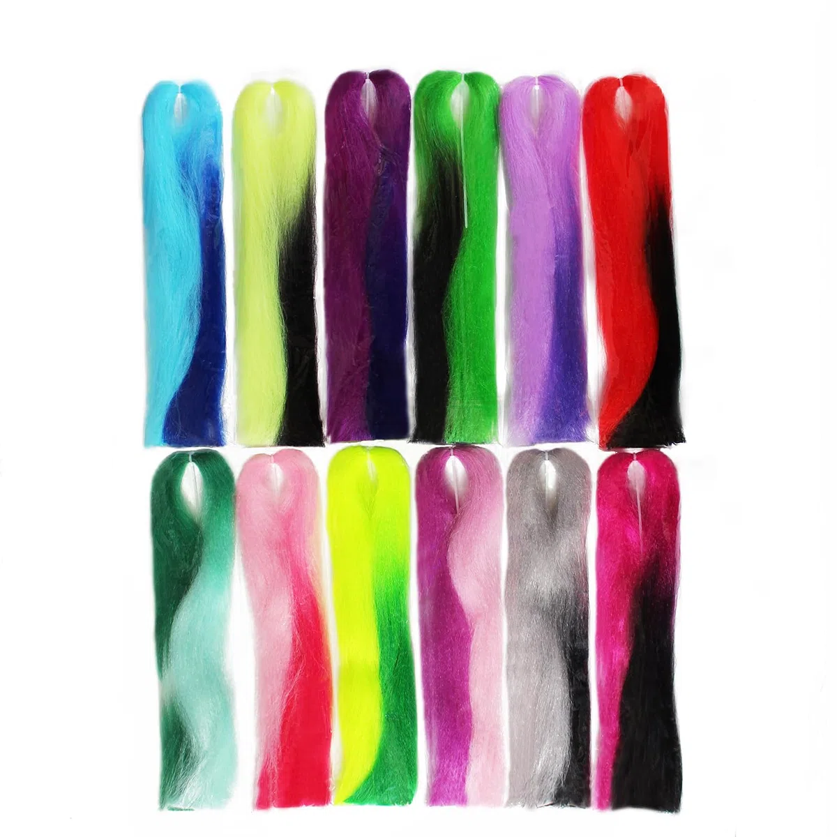 Tigofly 12 Couleurs Double Couleur Fibre synthétique Grande Hank Super Cheveux Bucktail Jig Leurre Fabrication de Mouches Matériaux