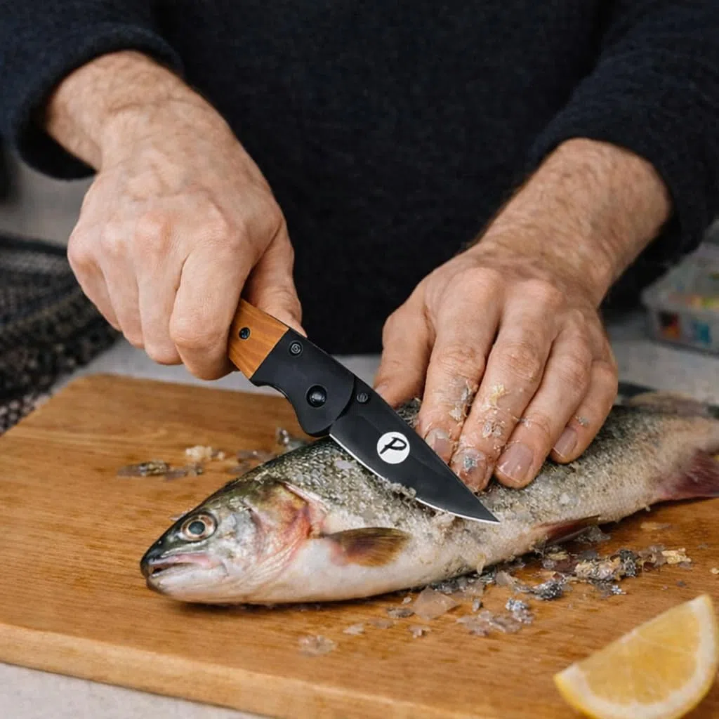 Planetee Couteau Pêche Meilleur Pêcheur du monde | Canif | Couteau pliant | Poisson Mer Marin | Boîte de rangement | Idée Cadeau Noël Papa Anniversaire