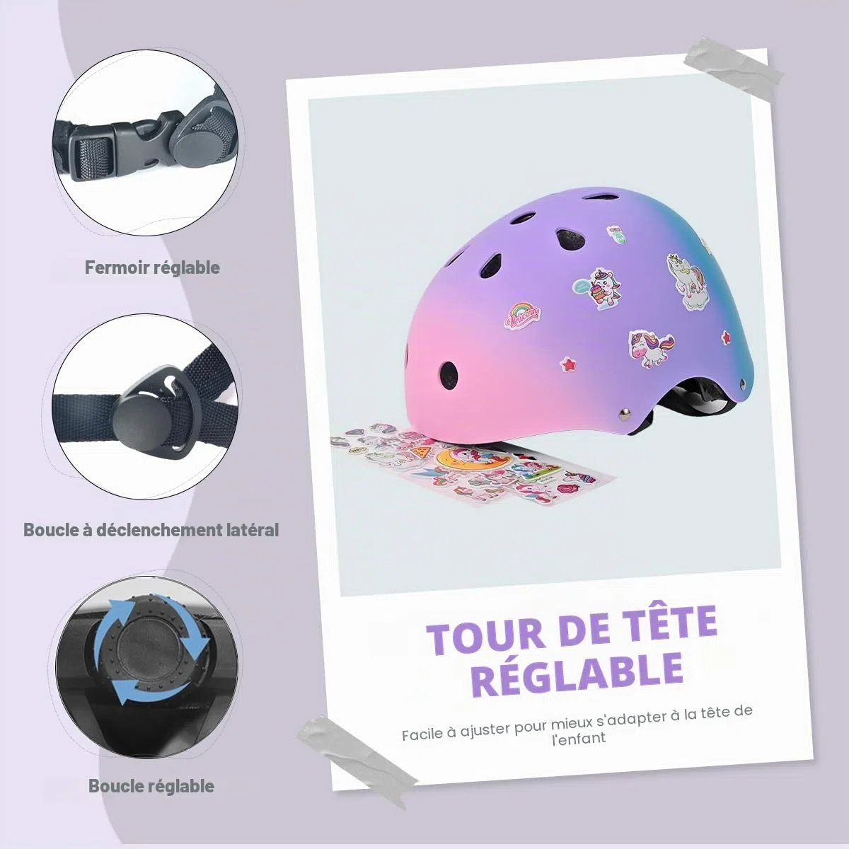 Casque Enfants Ajustable, Casque de Skate Casque de Vélo, Filles et Garçons Réglable, Mentonnière Ventilation Sécurité Léger Casque de Skateboard pour Vélo Skateboard Scooter