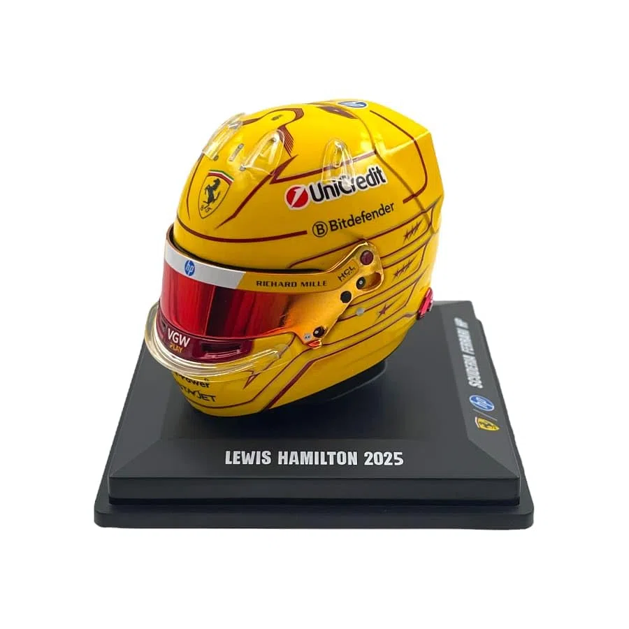 Spark Model Scuderia F1 Team, Official LookSmart, Mini casque Lewis Hamilton édition spéciale Fiorano Test à l'échelle 1/5, jaune
