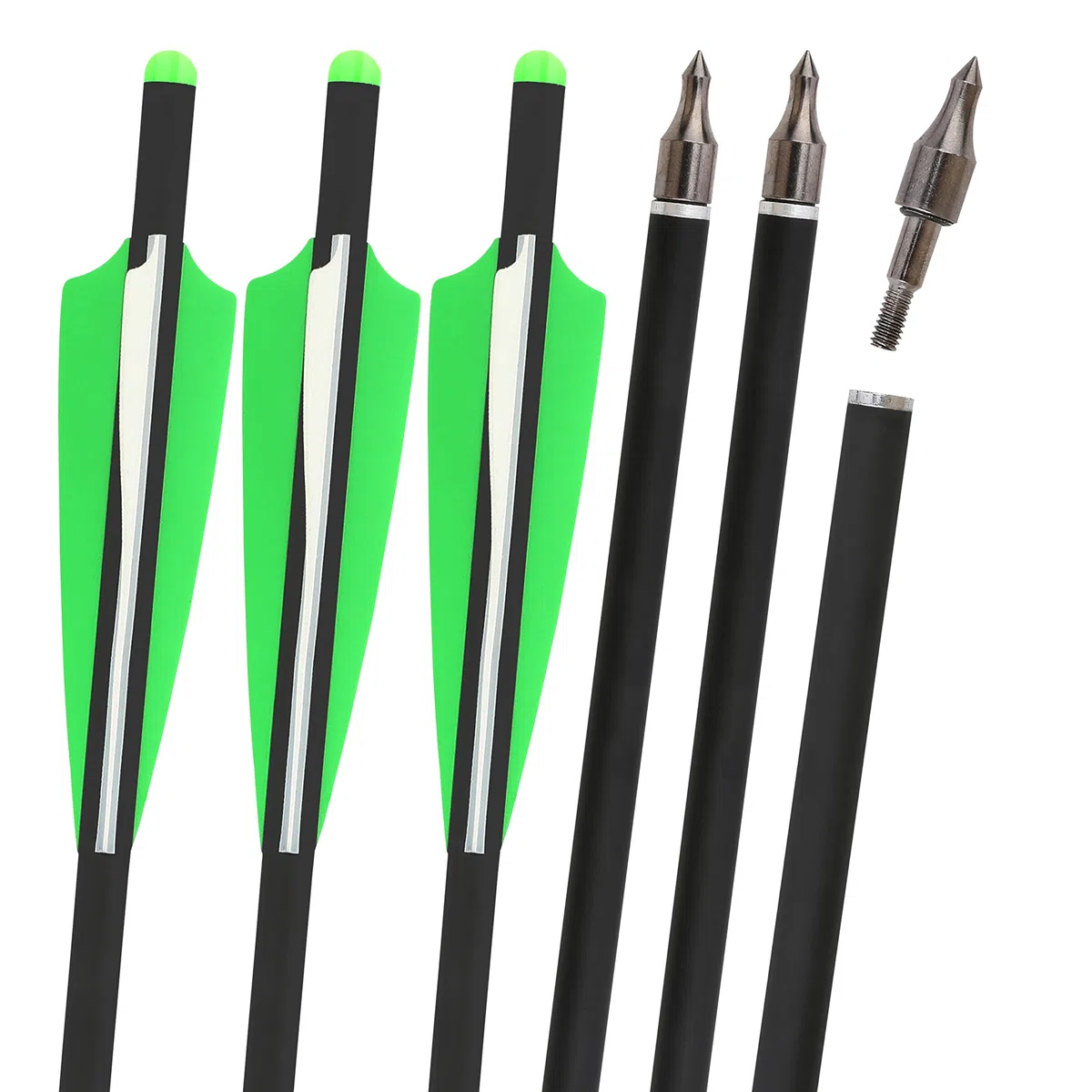 Flèche d'arbalète 16" 17" 18" 20" 22" Flèches d'arbalète en Carbone avec Plume de 4" pour la Chasse, Les cibles et l'entraînement 6/12Pcs