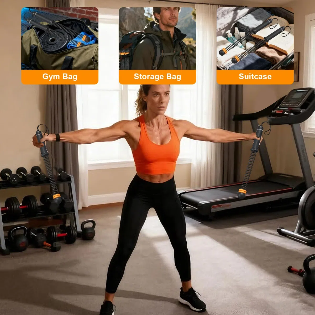 2 Pièces Corde Musculation, Corde, Battle Rope, sans Cordon, Résistance Ajustable Équipement Fitness, pour Entraînement à Domicile, Salle de Sport, Cardio, HIIT