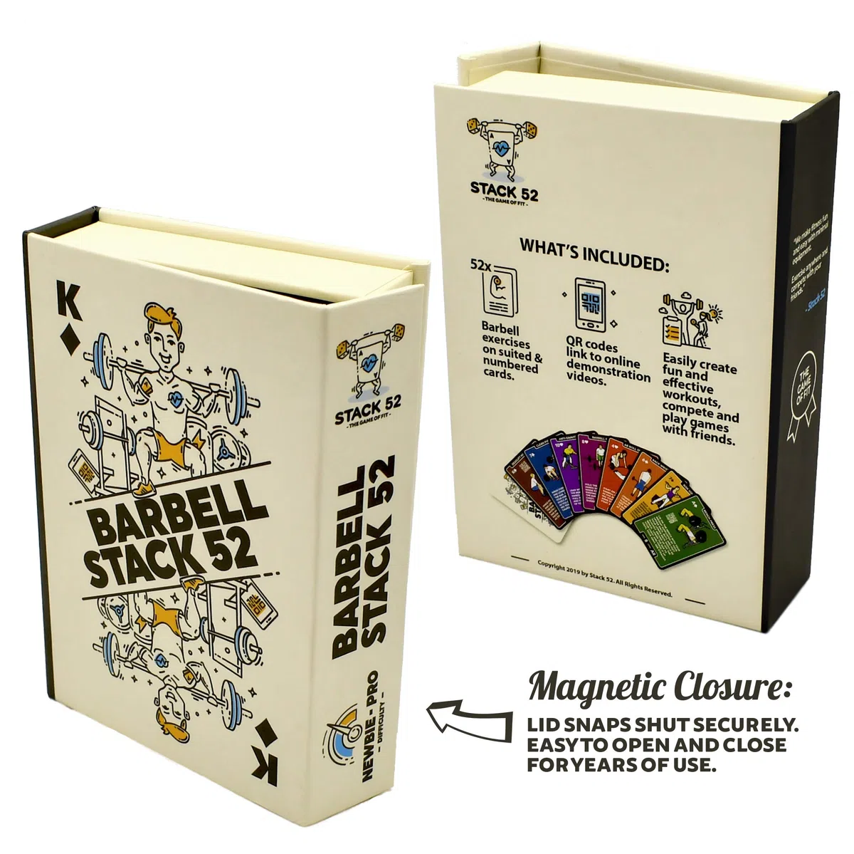 Stack 52 Cartes d'exercices à la Barre. Jeu de Cartes pour la Musculation | Instructions vidéo incluses. Séances de musculation et de renforcement. Programme de fitness pour salle de sport à domicile.