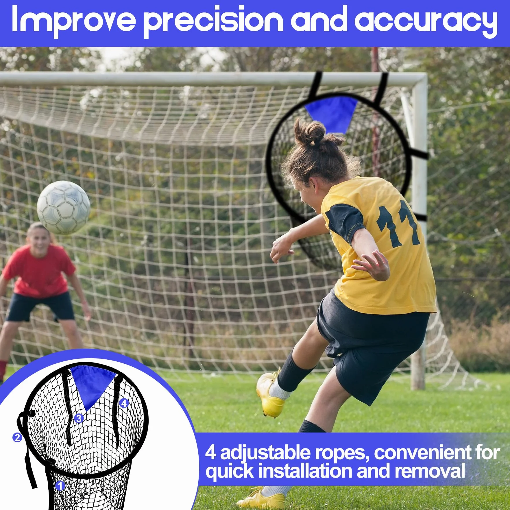 TZEKING Lot de 2 Cible Football, Filet de Football Pliable avec Sangles Réglables, Filet Cible But pour Améliorer la Précision de Tir, Adapté pour Enfants et Adultes