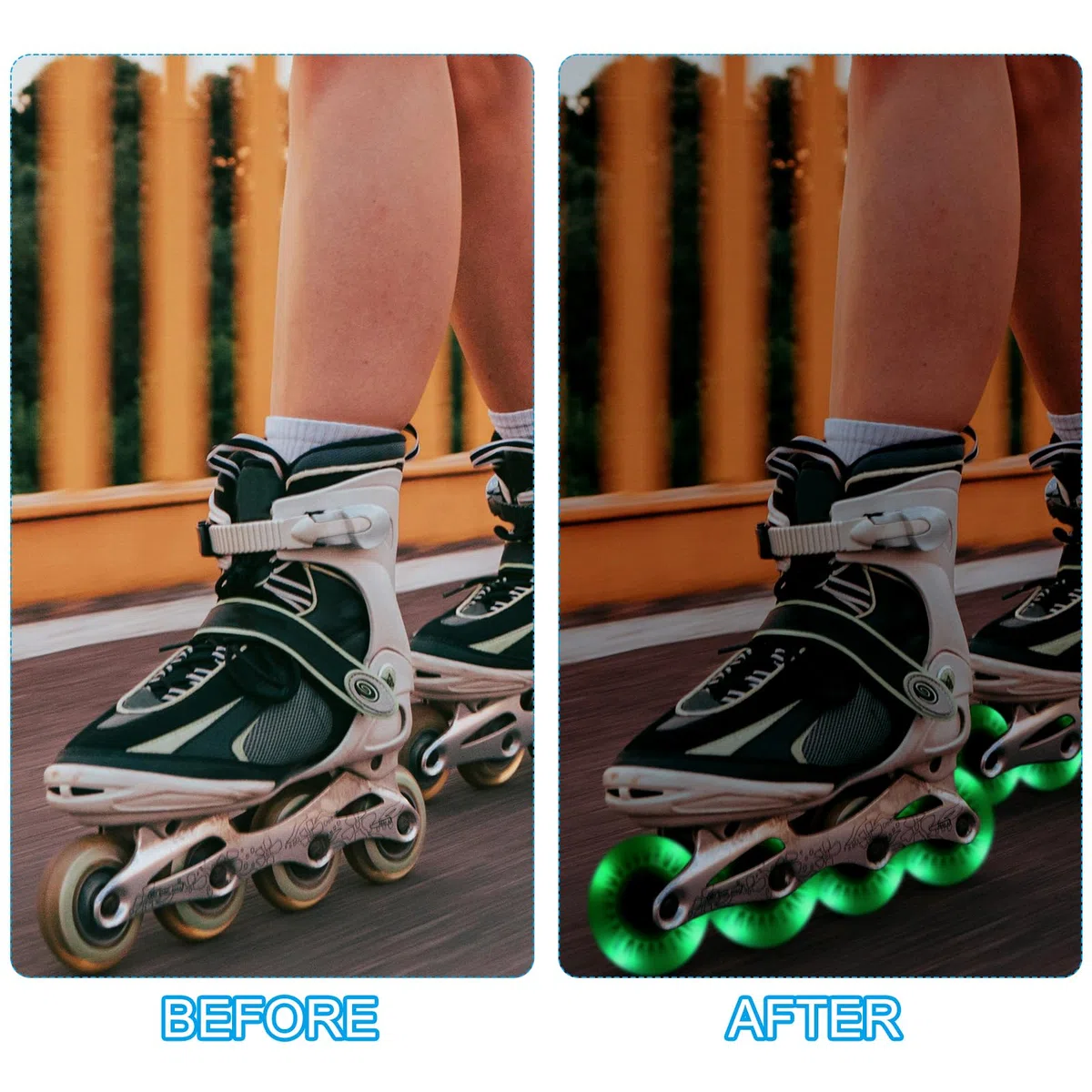 PATIKIL Roues de Patins en Ligne Lumineuses Colorées de 80 mm, 4 Pièces Roues de Rouleau en Ligne Clignotantes à LED 90A PU avec Roulements pour Remplacement de Trottinette, Vert