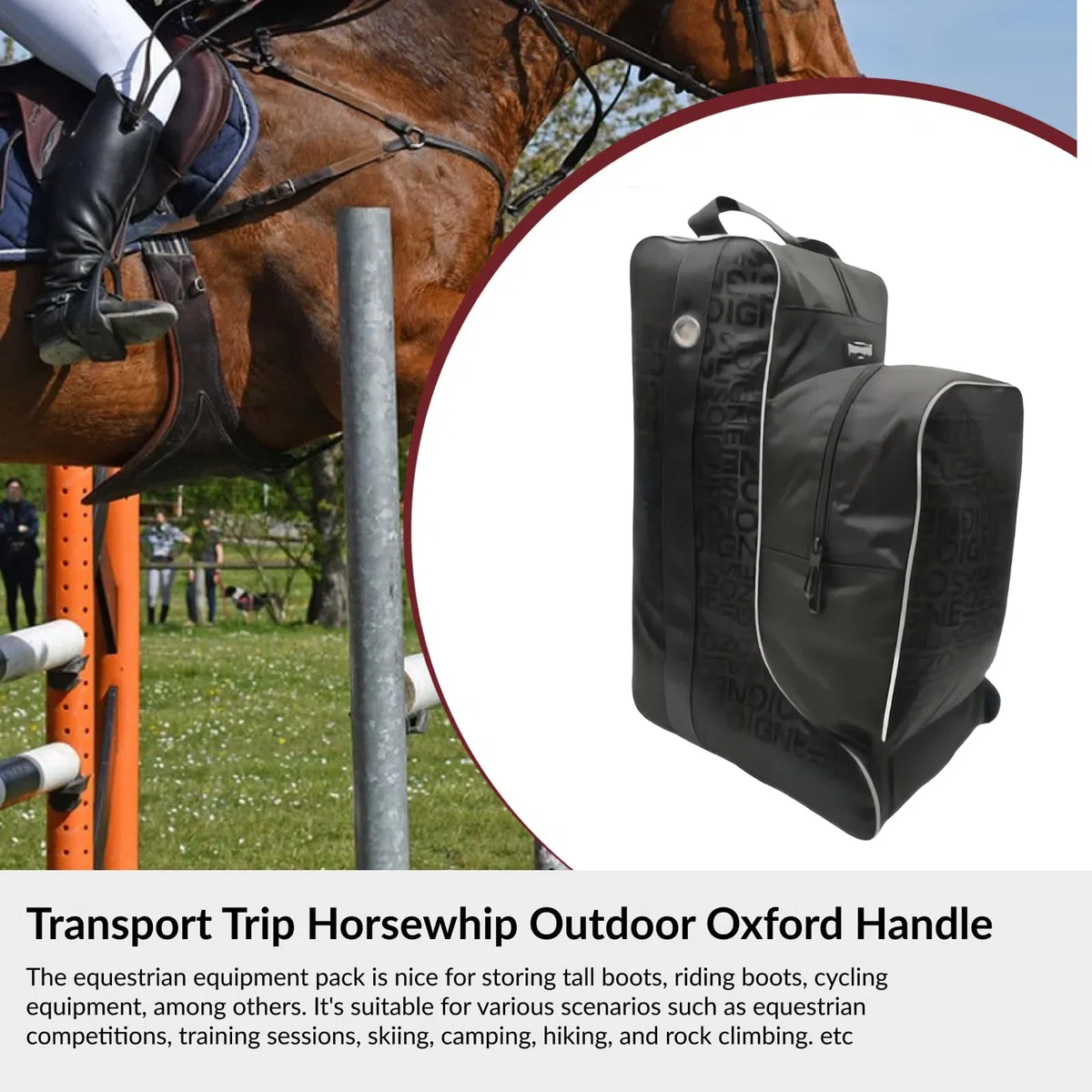 Homyl Sac à Bottes d'équitation, Sac à Bottes Haut,Sac d'équitation pour Bottes, Portable en Tissu Oxford pour Bottes d'équitation, Sac de Rangement pour Bottes, pour Sport, Compétition, équitation