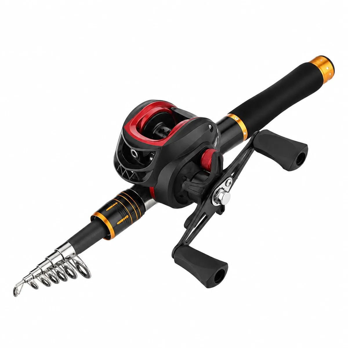 Kit Canne à Pêche 1,6m en Carbone, Moulinet et Accessoires Complets pour Carnassiers, Ruisseau