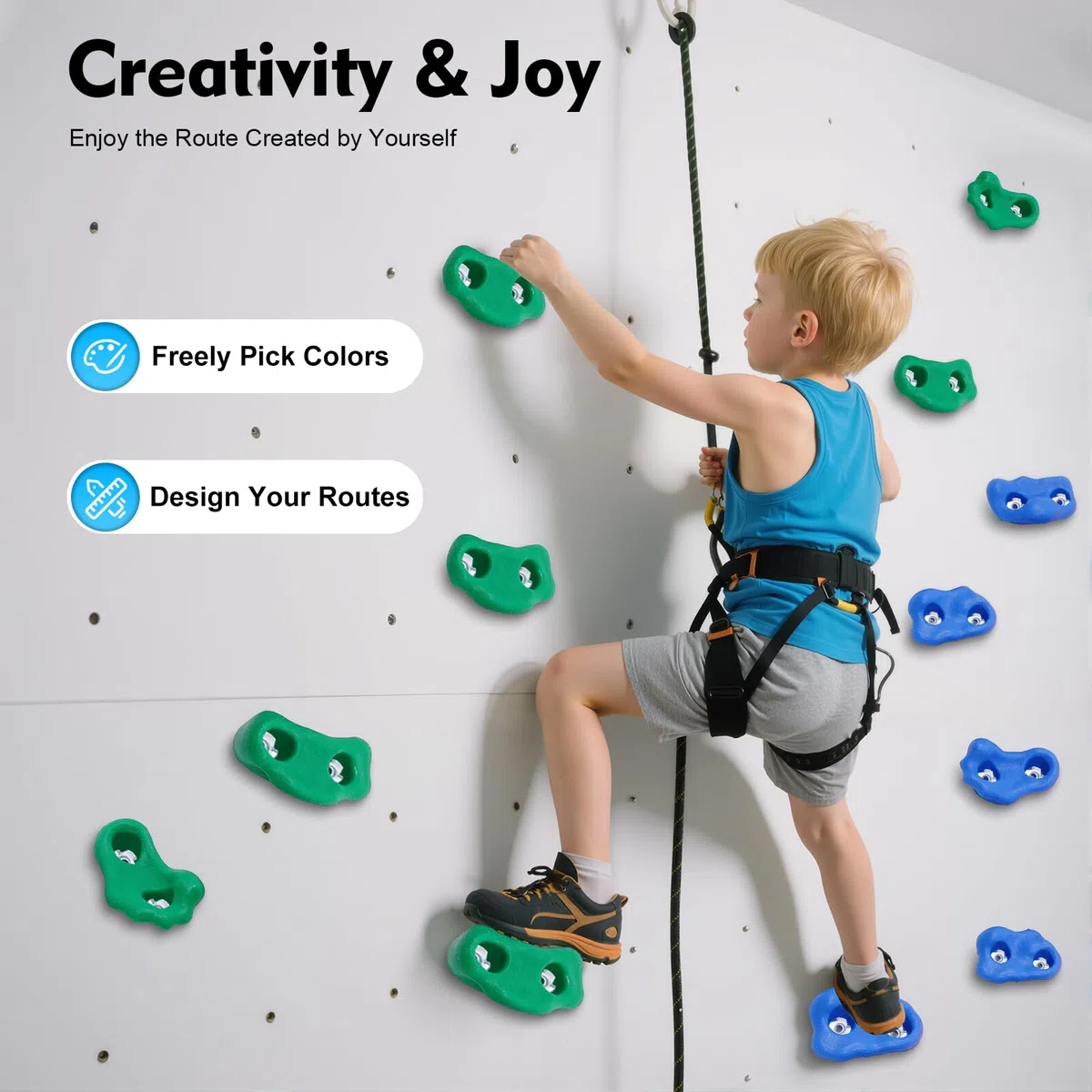 MINRS 25 pièces de prises d'escalade, pierres d'escalade pour enfants en plein air multicolores, prises d'escalade pour enfants, capacité de charge 100 kg, mur d'escalade intérieur avec vis de