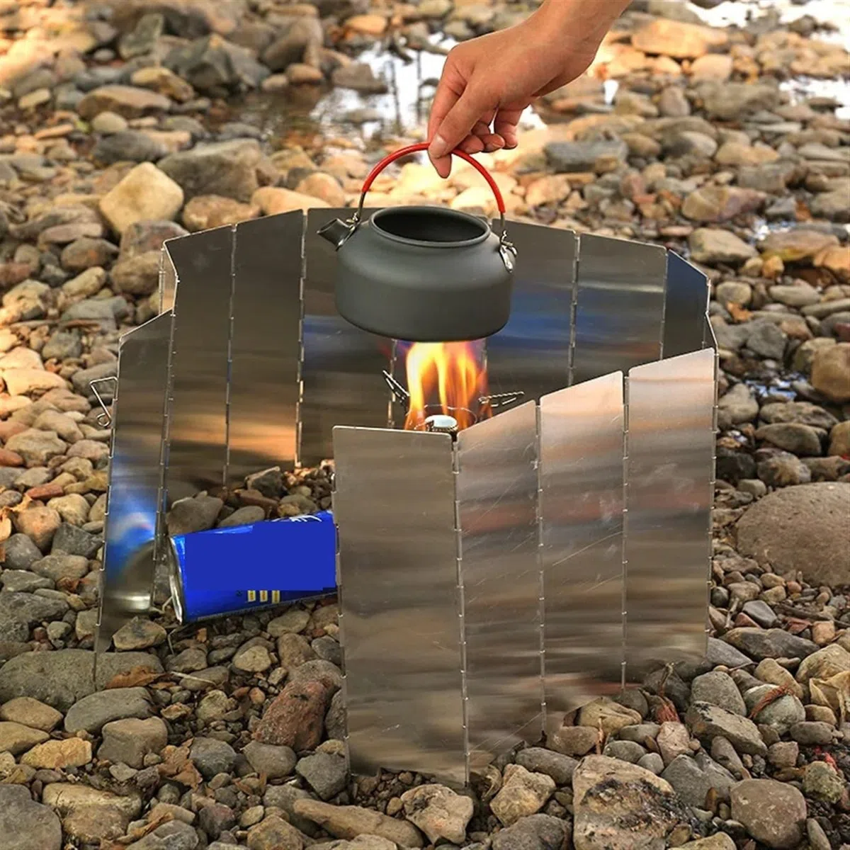 Pare-Vent pour RéChaud De Camping Pare-Vent de Camping rehaussé 30 cm, 10 plaques, Pliable, Portable, en Alliage d'aluminium, for cuisinière à gaz