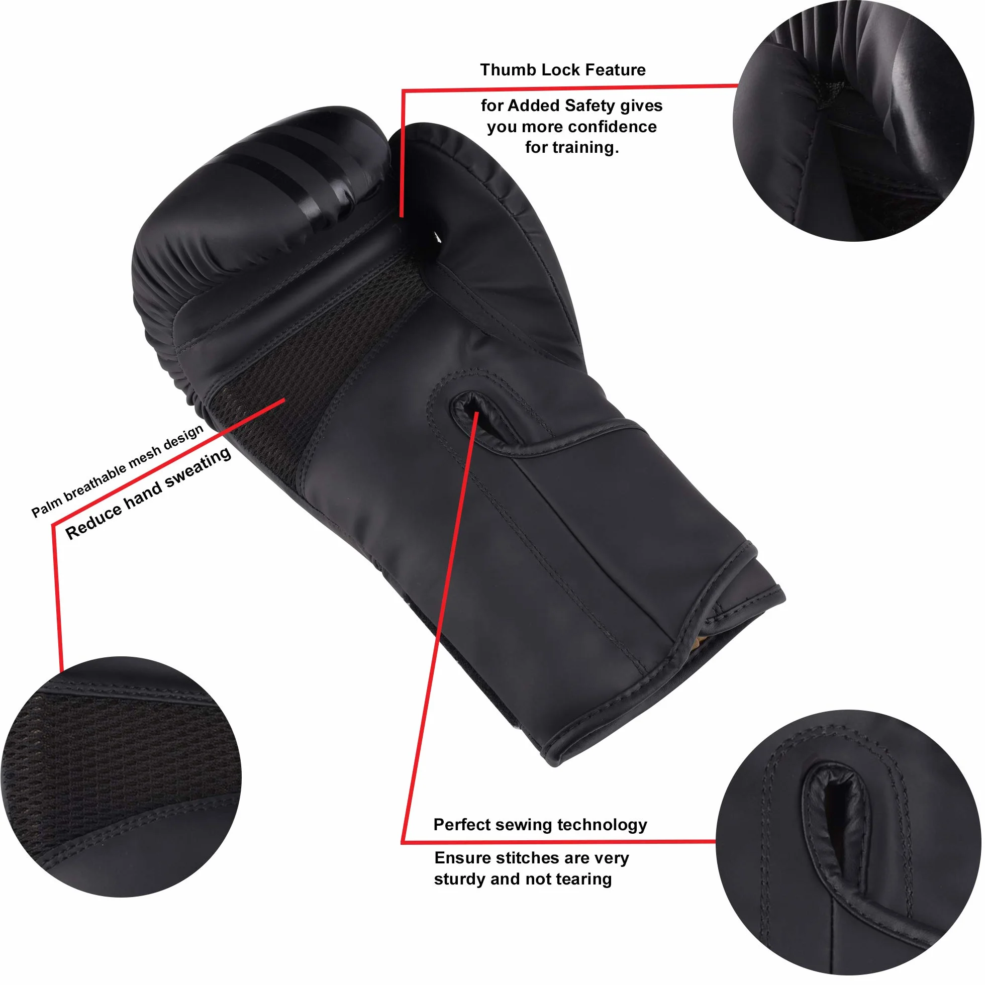 SAWANS® Gants de Boxe Professionnels MMA Sparring Kickboxing Sac de Frappe Entraînement Muay Thai Combat