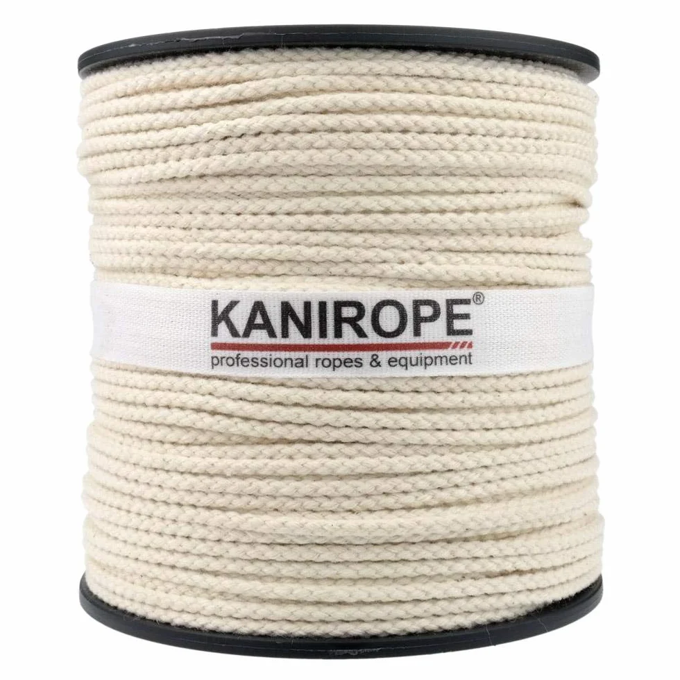 Kanirope® Corde Cordage en Coton COBRAID 2mm 100m tressée Blanc Crème