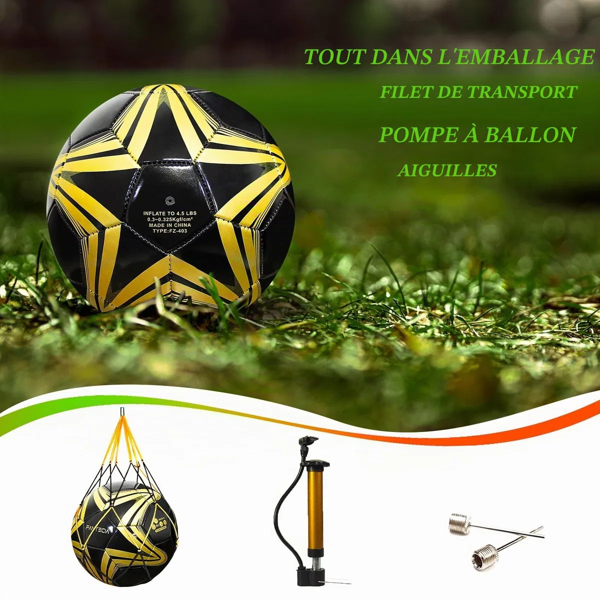 Ballon de football unisexe Taille 5, Ballon de match officiel, Ballon de football professionnel pour extérieur et intérieur pour adolescents et adultes.