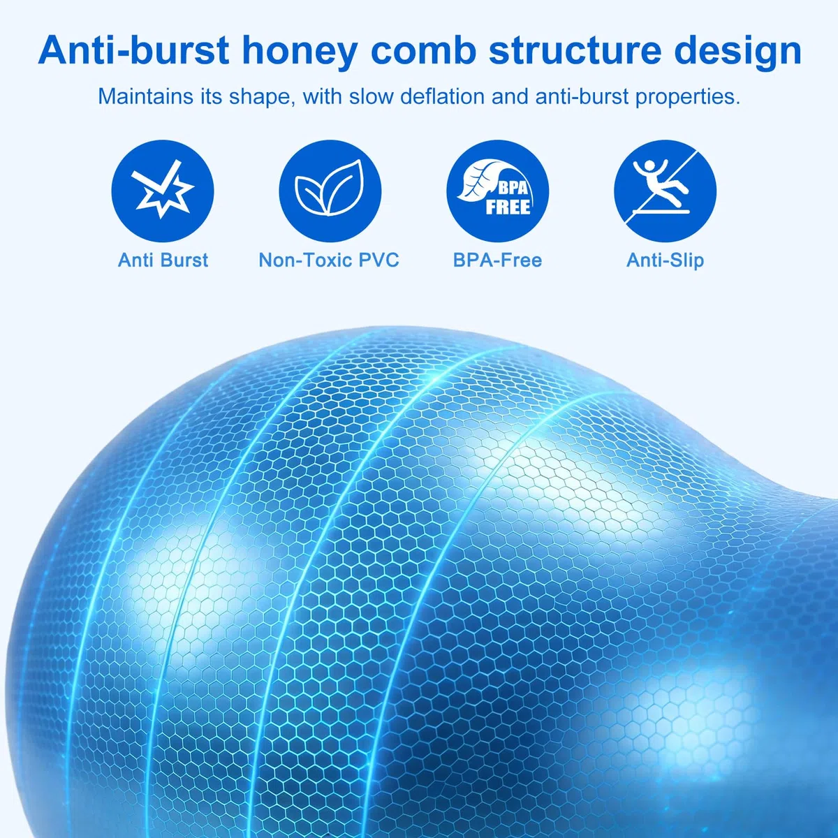 flintronic Ballon de Fitness Cacahuète, Balle d'arachide pour Enfants, Ballon d'exercice de Yoga avec Pompe Pied Gonflable, Anti-Explosive, pour Yoga, Pilates, Thérapie, Grossesse - 90 x 45cm