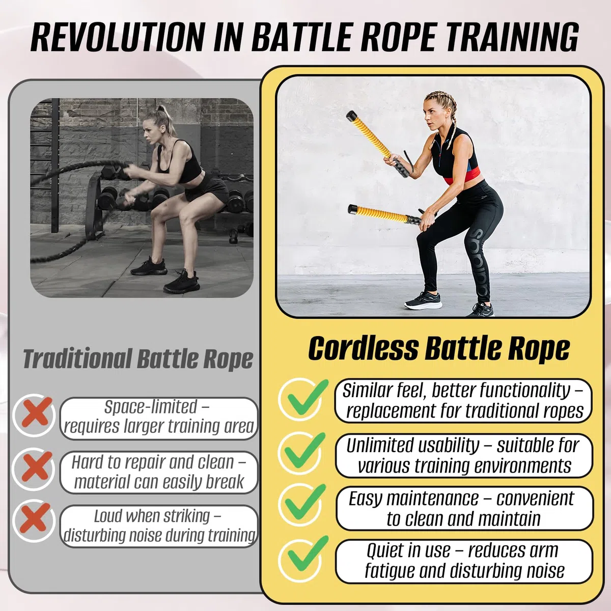 Upgrade Corde Battle Rope Lestée sans Corde Longue, avec 4 Disques de Poids Amovibles & Sac de Transport, Corde d’Entraînement Heavy-Duty pour Home Gym, Musculation & Endurance