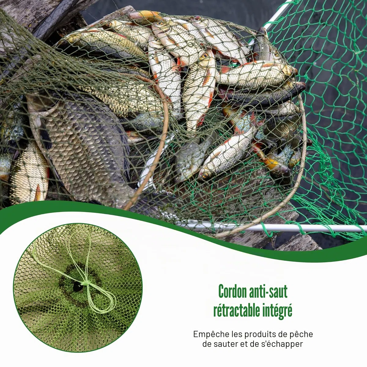 Bourriche de pêche, Cages Pliables, Sac pour Filet de pêche, bourriche caoutchoutée avec Sac et Gants, Filet Flottant Pliable pour Accessoires de pêche