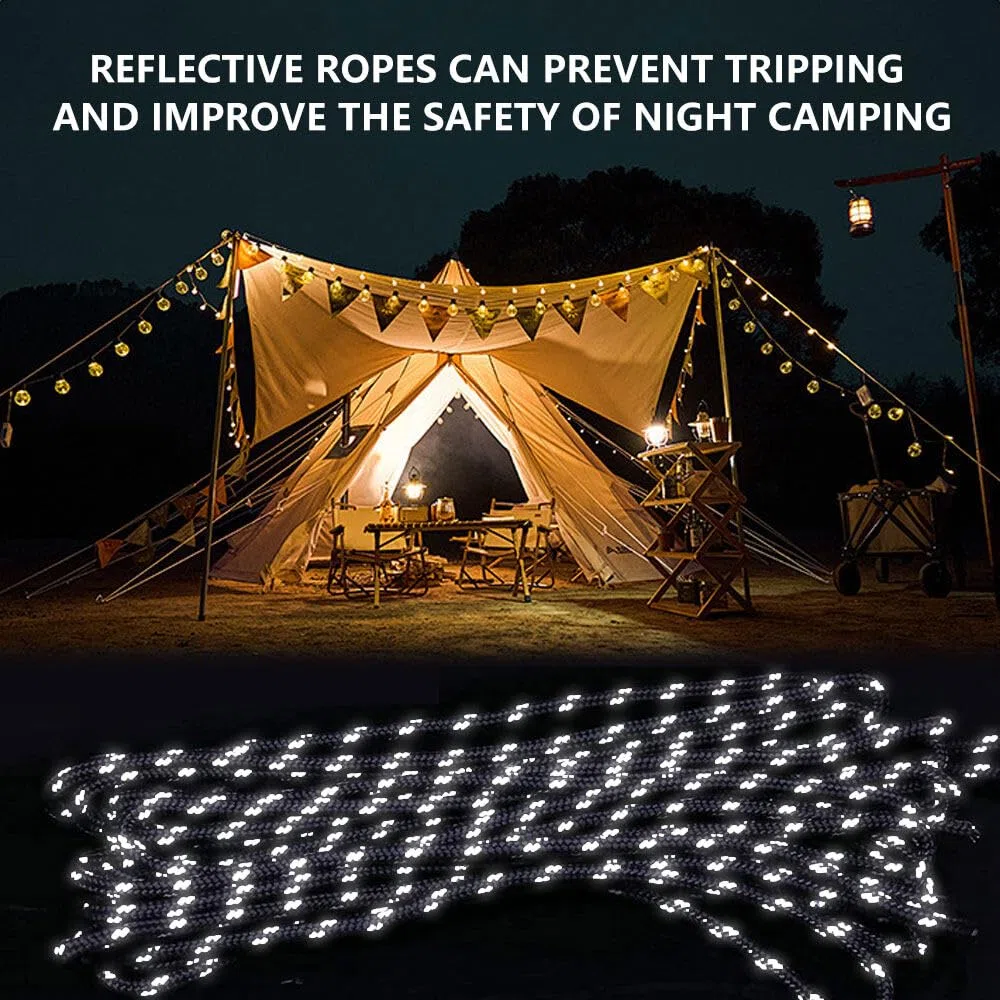 6PCS Corde avec Mousqueton 5m, 4mm Tendeur Voile Ombrage Poulie, Tendeur à Cliquet pour Corde, Cordes de Tente avec Poulie, Tendeur Corde Tente pour Bâche de Tente de Camping (Noir)