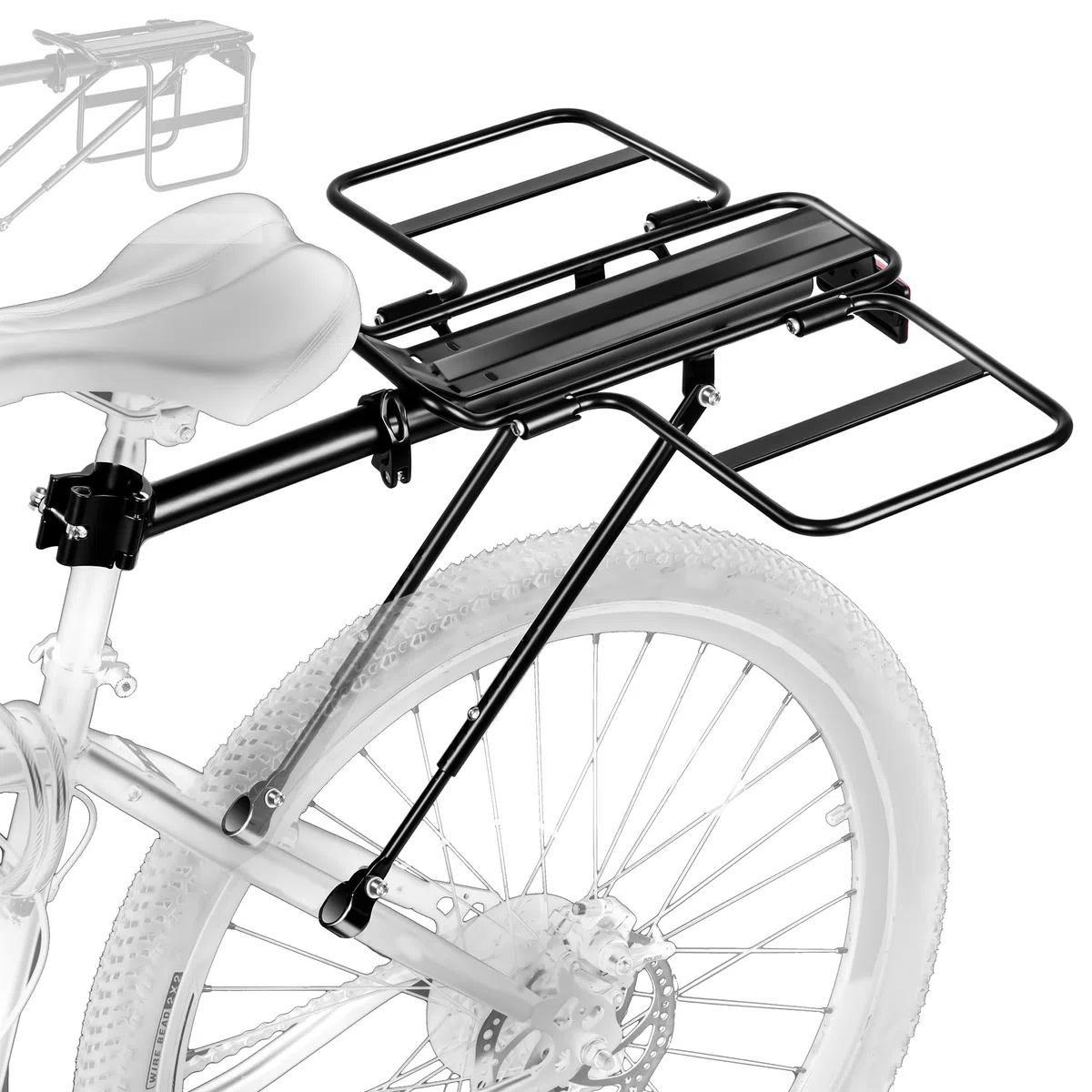 Porte-bagages pliable à larges ailes pour vélo, libération rapide, universel, grande capacité, hauteur réglable de 7,3 à 7,6 m