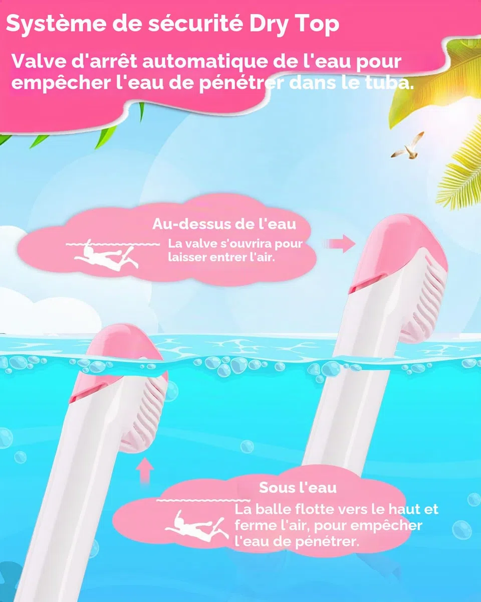 Masque de plongée intégral pour enfants, équipement de plongée avec tuba licorne, vue panoramique à 180 degrés, ensemble de plongée avec tuba, anti-buée et anti-fuite