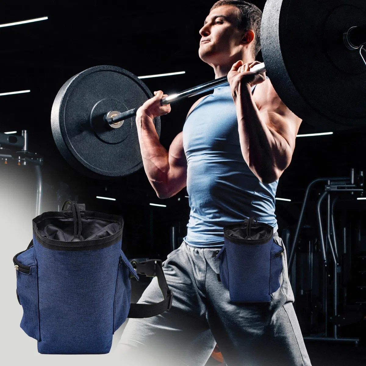 Boulderen Sac à craie - Organisateur avec ceinture abdominale réglable | Poche zippée avec cordon de serrage pour femmes, hommes, sac d'escalade magnésium