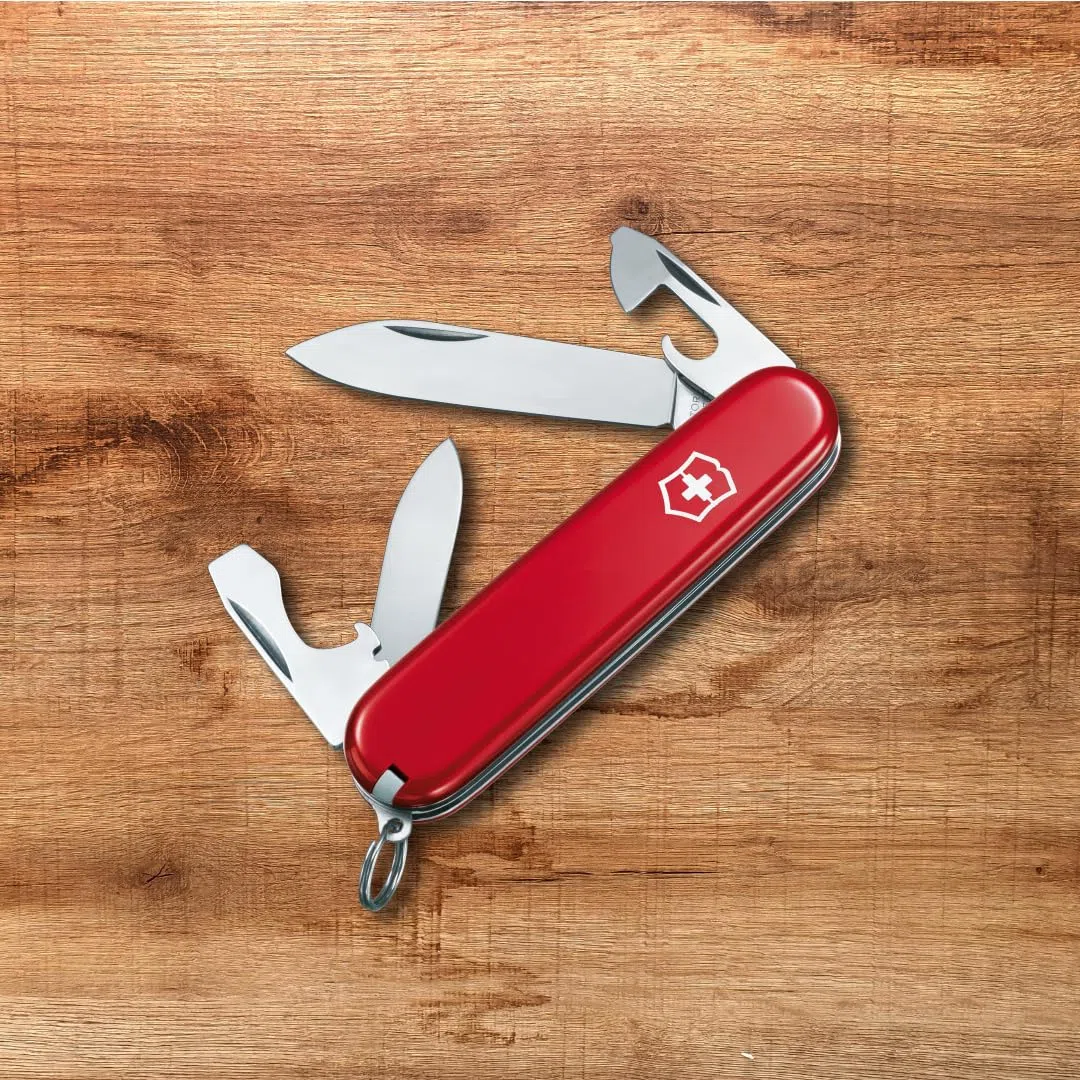 Victorinox, Recruit, Couteau de Poche Suisse, Multifonction, Léger, 10 Fonctions, Grande lame, Ouvre-boîtes, Tournevis 3 mm