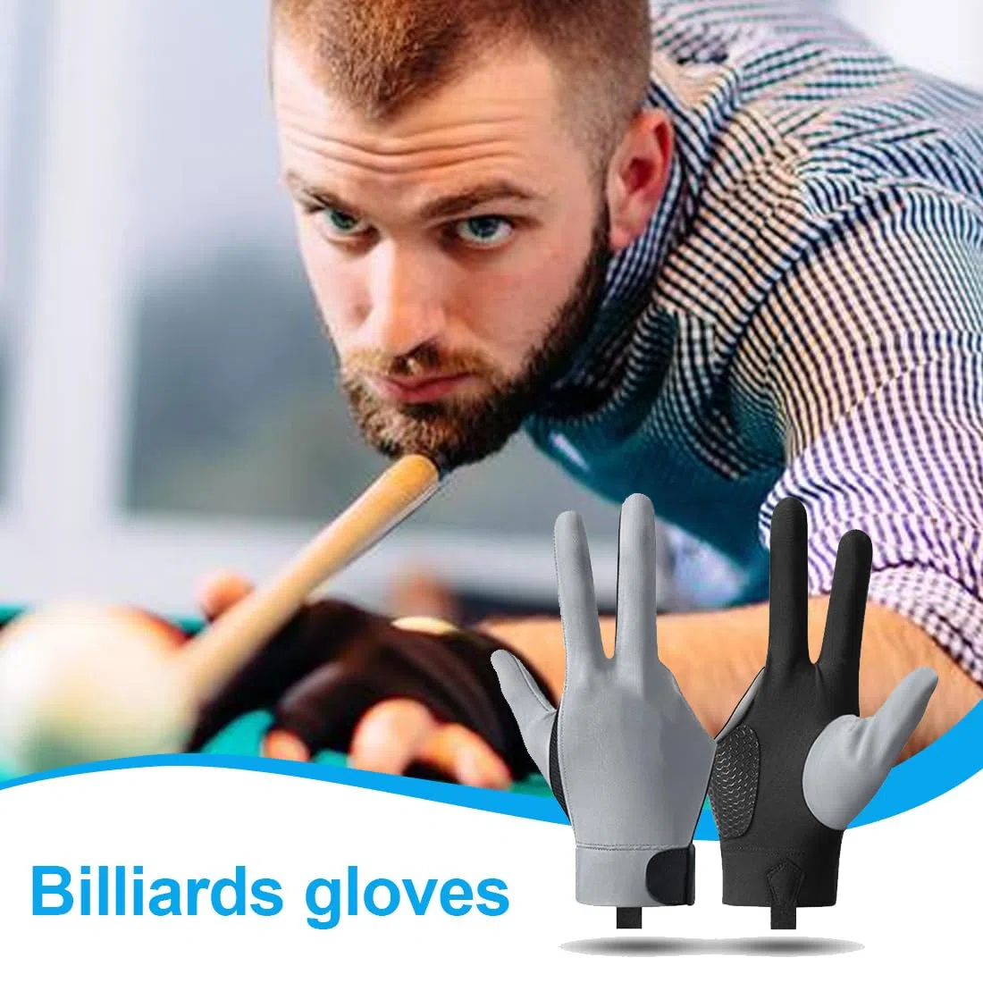 3 Finger Billard Gants Gants Snooker Cue main droite