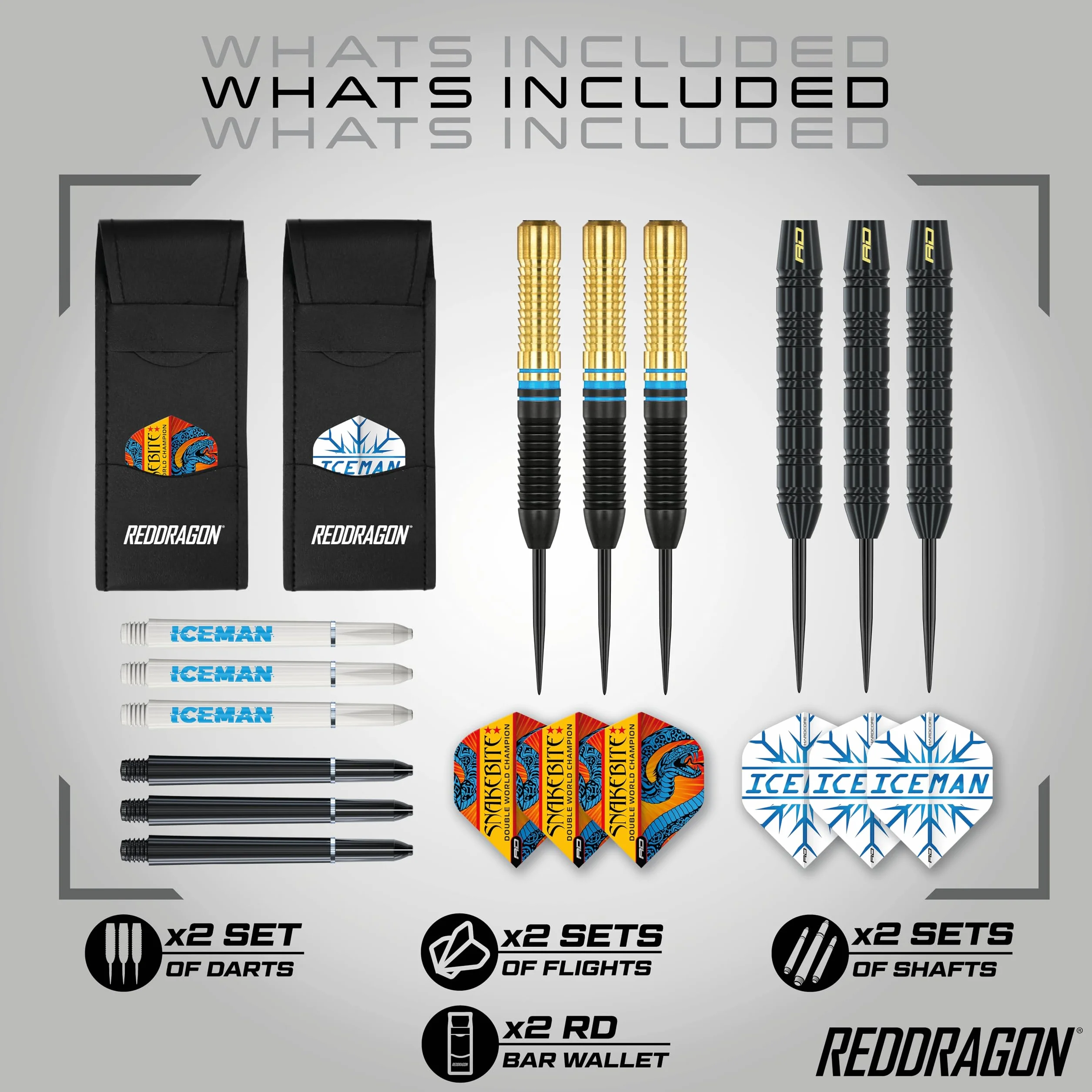 Red Dragon Darts Peter Wright « Snakebite » v Gerwyn Price 'Iceman' DWC Steel Tip Jeu de fléchettes en Laiton avec ailettes et tiges 21g | 22g fléchette
