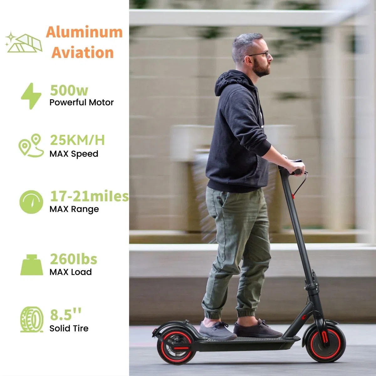 Trottinette Électrique Adulte, Moteur 350W*2, Vitesse Max 25 km/h,Pneus Anti-Crevaison 8.5/10 Pouces,Batterie 36V 7.8/10.4/13AH, Double Frein, Compatible avec App,Charge Max 120KG