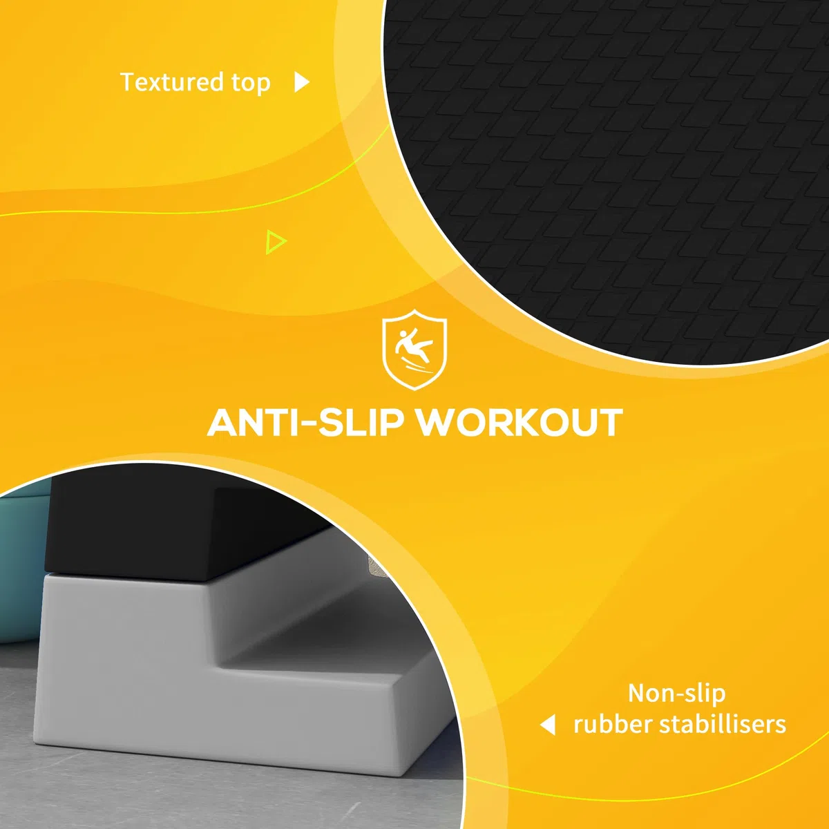 SPORTNOW Stepper réglable en hauteur avec marches amovibles et fond antidérapant, étape aérobic en ABS, 97 x 36 x 15/20/25 cm, gris
