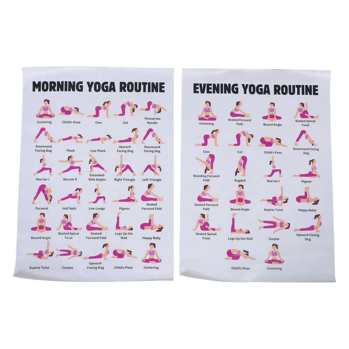 PRETYZOOM Affiche de Postures de Yoga pour Débutants 2pcs en Toile, Guide Mural pour Exercices à Domicile et Salle de Sport, Décoration Fonctionnelle et Pratique