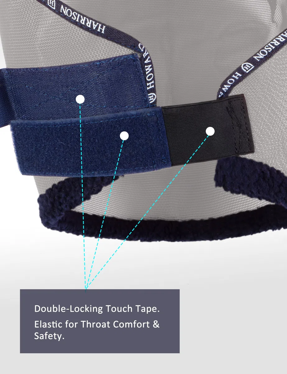 Harrison Howard Masque Anti-Mouches en Maille pour Cheval Protection UV avec Bordure rembourrée en Polaire Gris Taille L