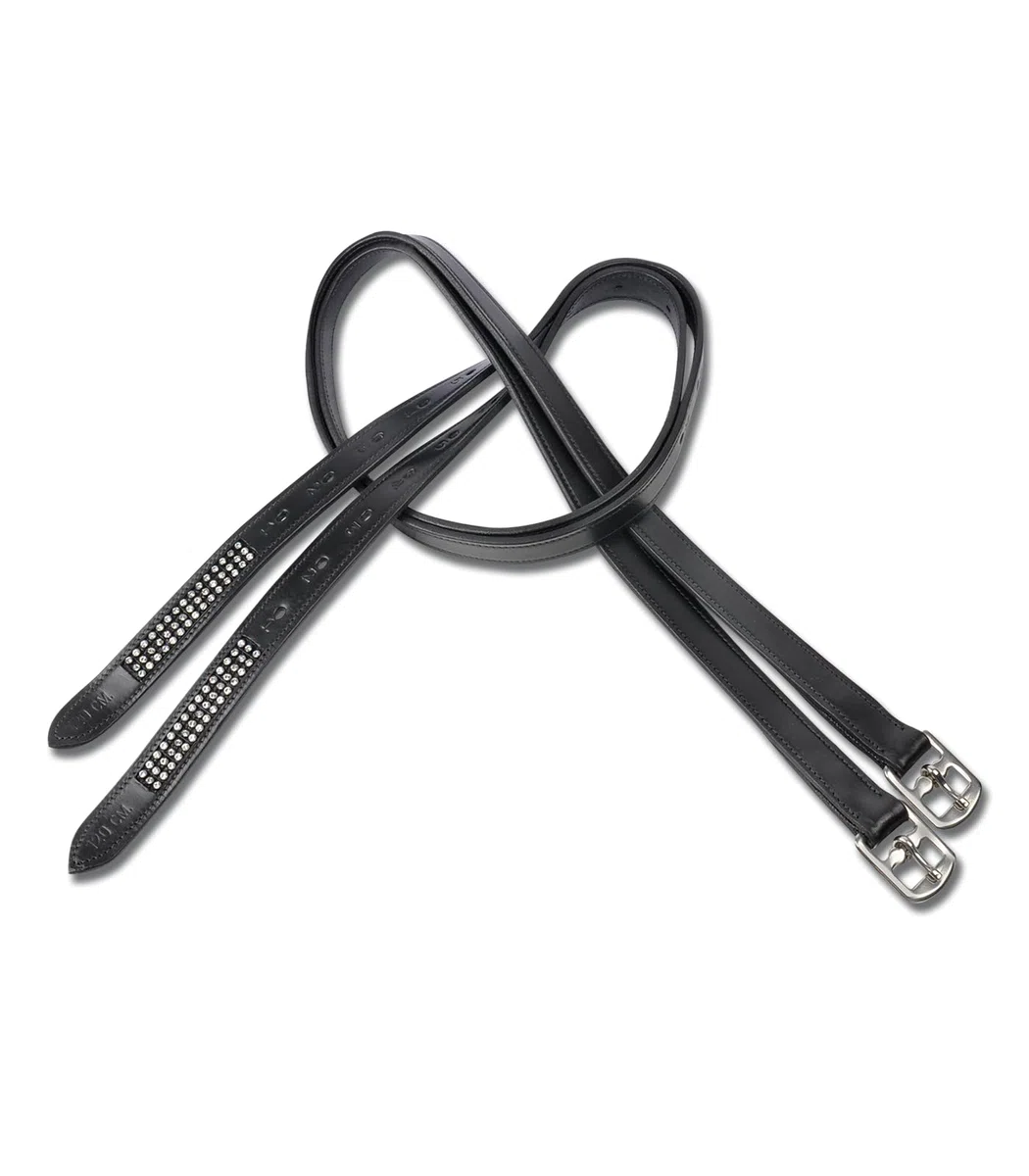 STAR Steigbügelriemen mit Strass, schwarz, 120 cm