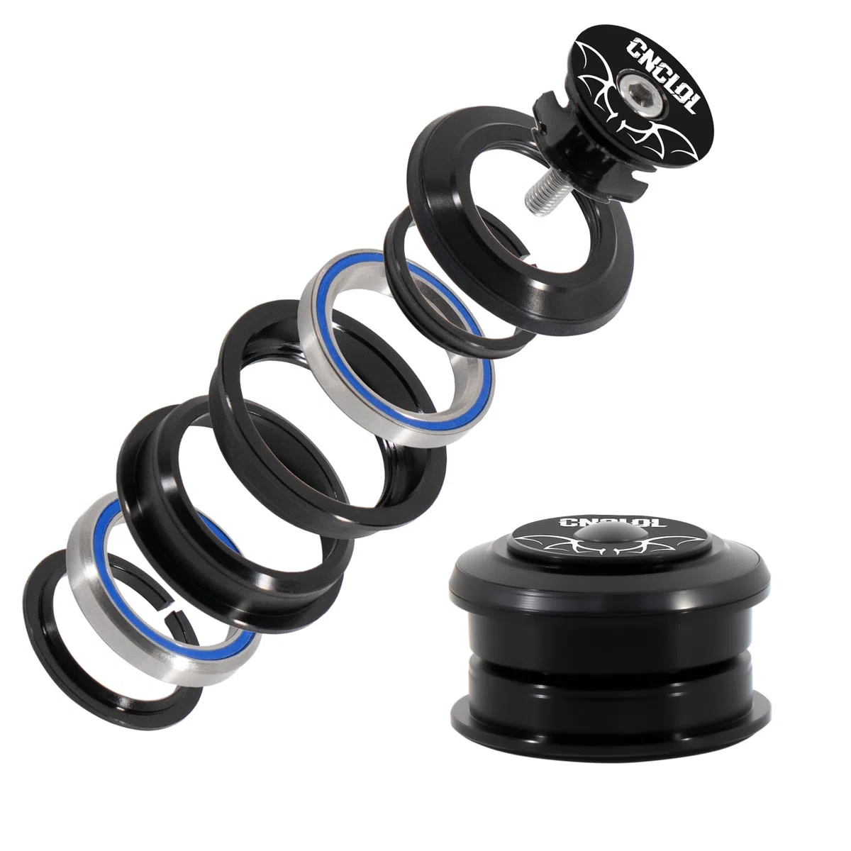 Jeu de direction de vélo 34 mm, 44 mm, 41,8-52 mm, 44-55 mm, 44-56 mm, fourche de roulement 1 1/8, jeu de direction semi-intégré, roulement à billes 1 1/8 pour VTT, vélo de route, BMX.