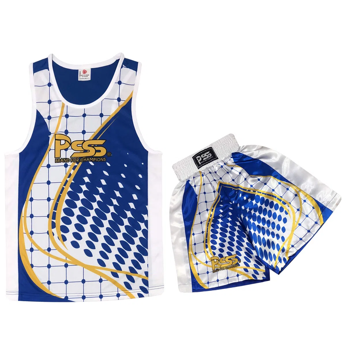 PSS Ensemble Boxe Enfants 3-14 Ans 6 Pièces Short & Débardeur + Gants Boxe Enfants 4Oz + 2 Pattes d’Ours + Accessoires, Bleu, Rouge ou Noir, Ensemble Boxe Enfant Muay Thai Kickboxing Boxe Anglaise