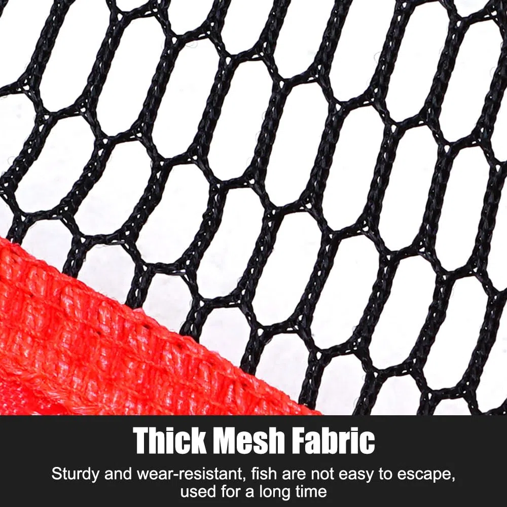 MiOYOOW Sac de Filet de Pêche Portable, Filet de Poisson Long en Nylon, Épais à Mailles Fines, avec Cordon de Serrage pour Petits Poissons, Crabes, écrevisses