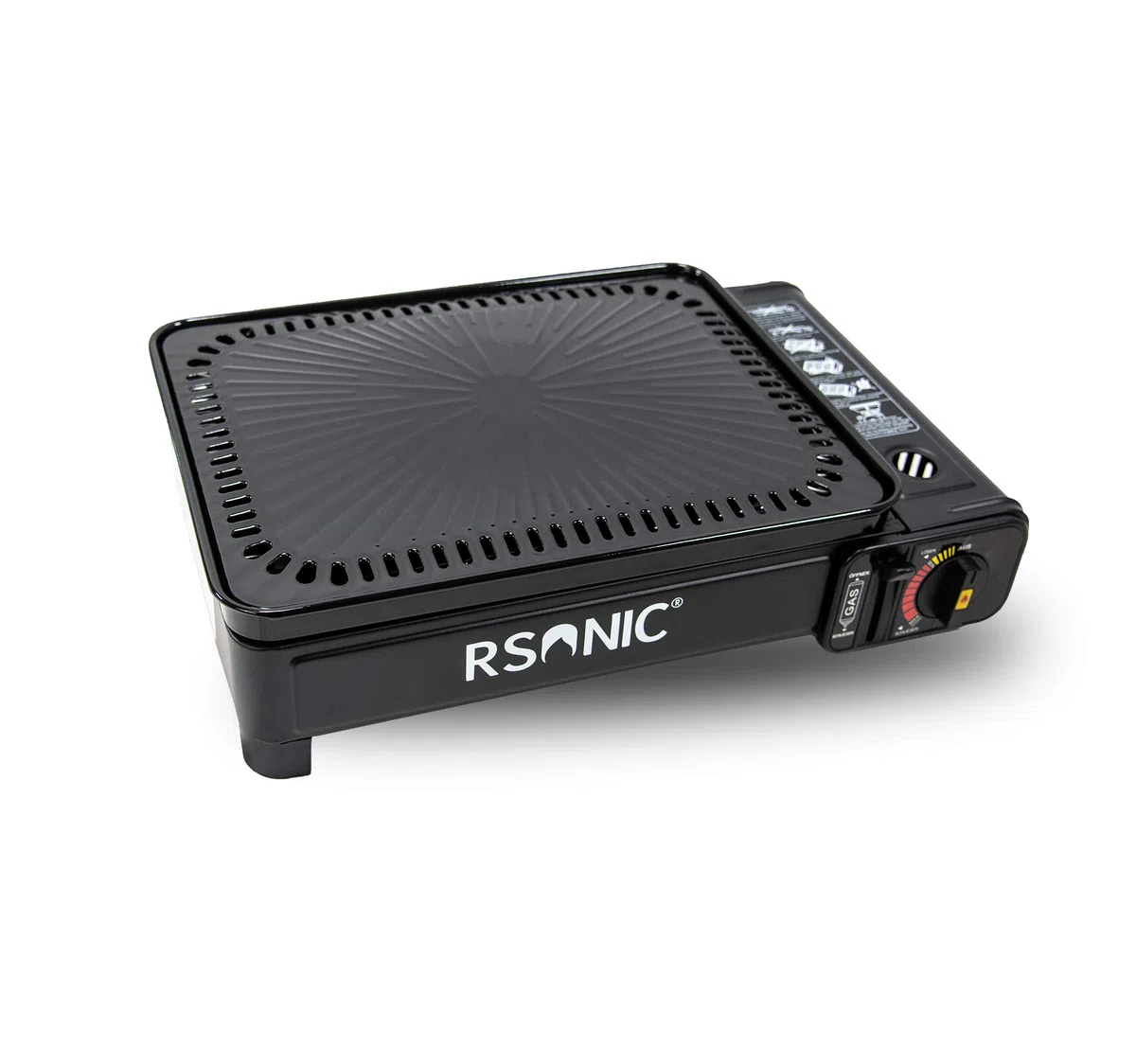 Rsonic Clearfee Barbecue à gaz butane portable avec grille et plaque de cuisson, étui de transport, barbecue de camping, barbecue à cartouche, portable, noir, arbre parfumé Clearfee gratuit