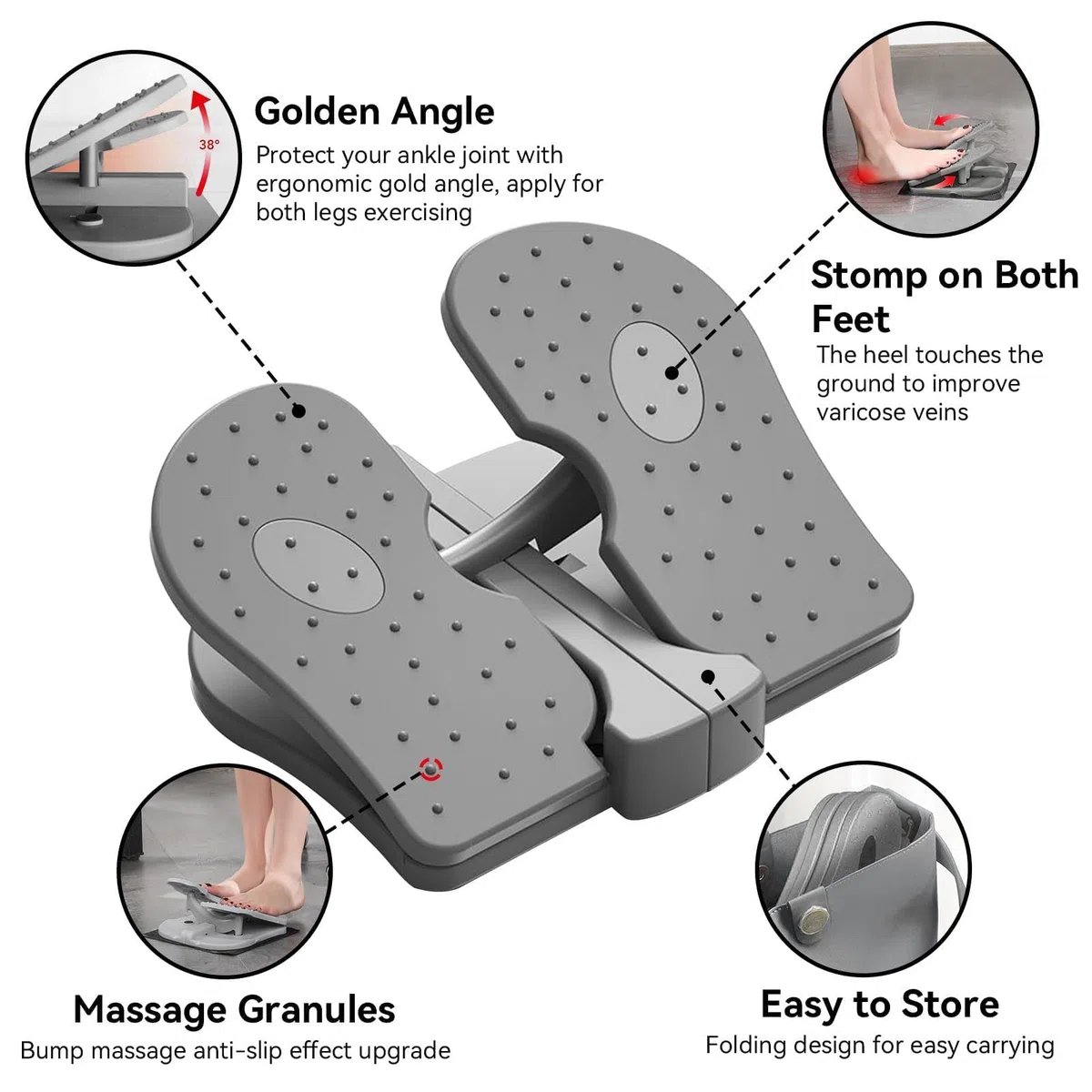 Mini Stepper, Appareil Stepper en Nylon renforcé Appareil d'entraînement Jambes Placer sous Bureau Stepper Pliable Silencieux Pédale d'entraînement Jambes pour Bureau, Maison