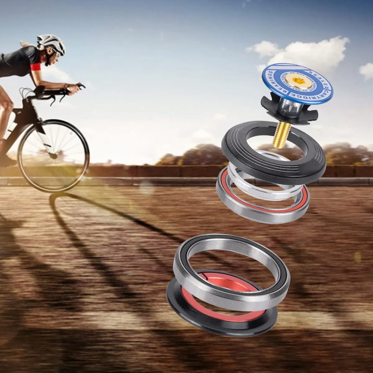 Roulements de Casque de Vélo 42/52 mm Casque Direction de Vélo en Alliage D'aluminium pour Fourches à Tube Conique de 1-1/8 Pouce ou 1-1/2 Pouce