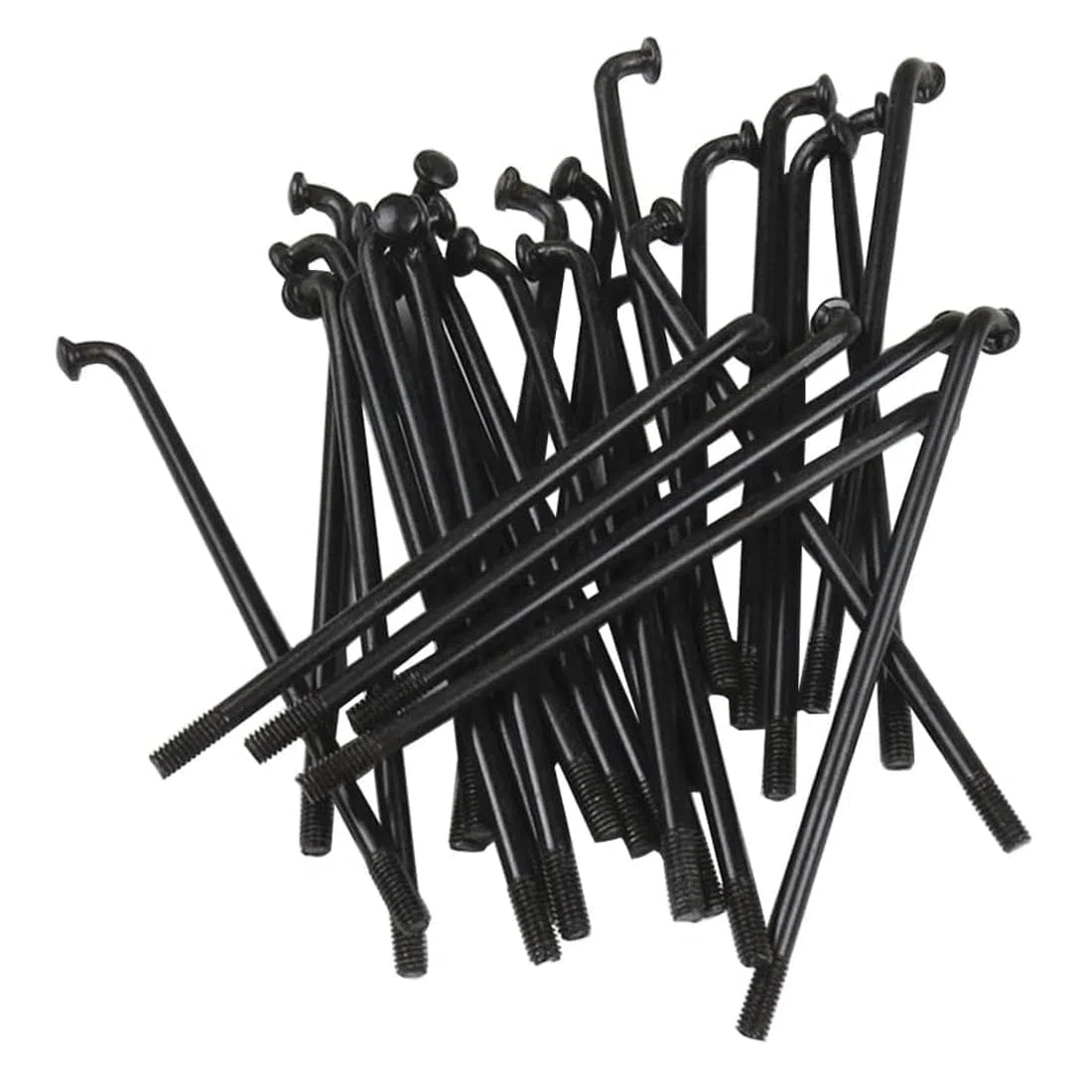 Lot de 28 rayons de vélo électrique en acier 12 G avec capuchon en cuivre Noir