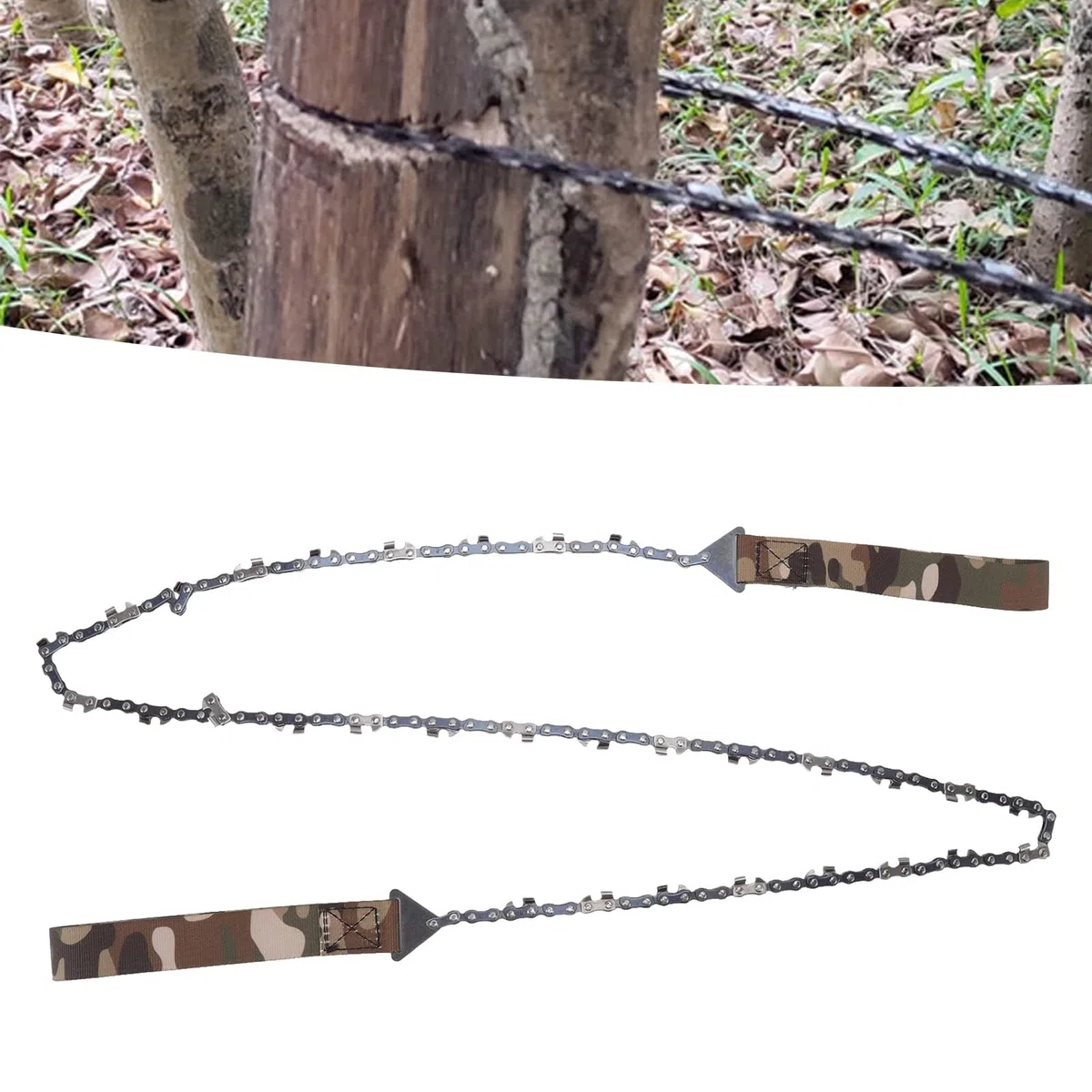 HERCHR Tronçonneuse Manuelle Portable, Tronçonneuse De Poche, Scie à Fil, Scie à Câble, Scies à Main à Chaîne Pliante pour la Randonnée, la Coupe du Bois, 48 ​​Pouces De Long