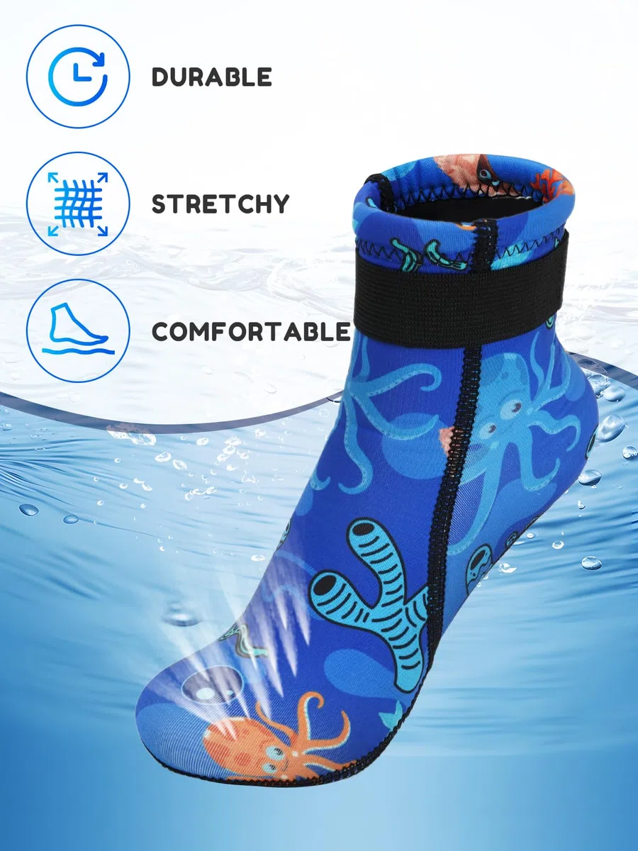 Enfants Chaussettes Neoprene, 3MM Chaussette de Plongée pour Garçons Filles Surf Snorkel Chaussettes en néoprène