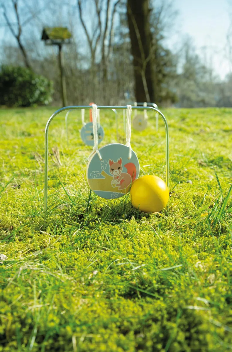Small Foot Croquet « Garden Buddies » en Bois, Jeu d'extérieur Robuste avec de Jolis Motifs d'animaux, pour Enfants à partir de 3 Ans, 12646