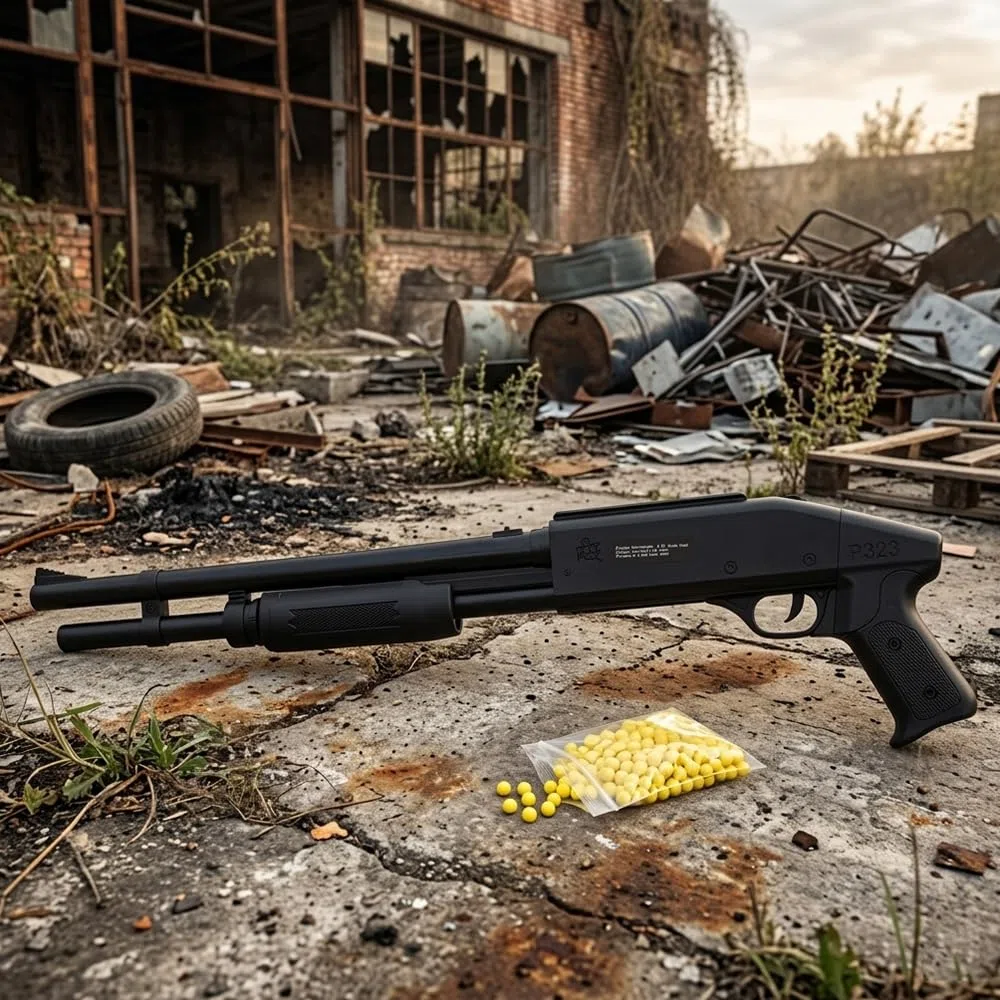 Airsoft Réplique de Fusil à Pompe à Billes 57 cm, 0,38 Joule, Tir Coup par Coup, 18 Billes
