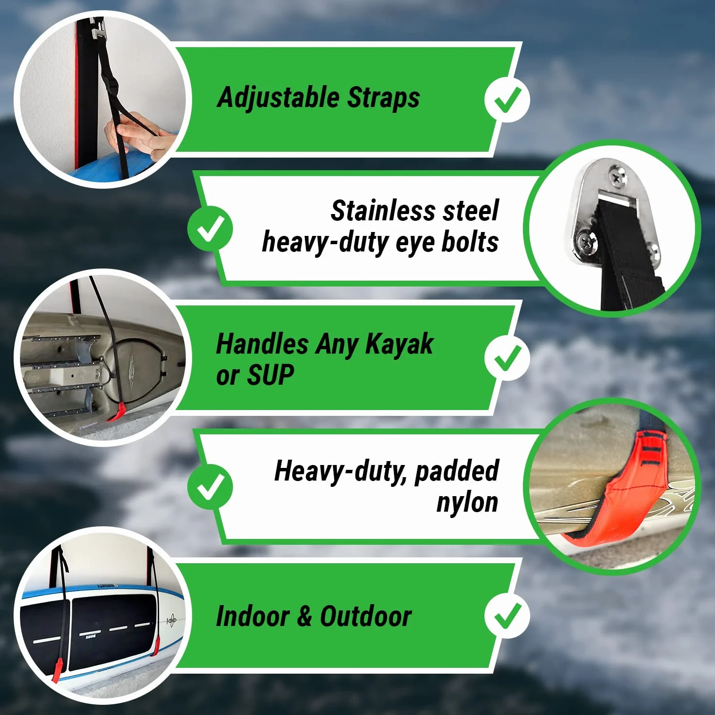COR Surf Support pour Kayak | Porte-Kayak Support Mural de Rangement pour Pagaie Capacité Max 70kg