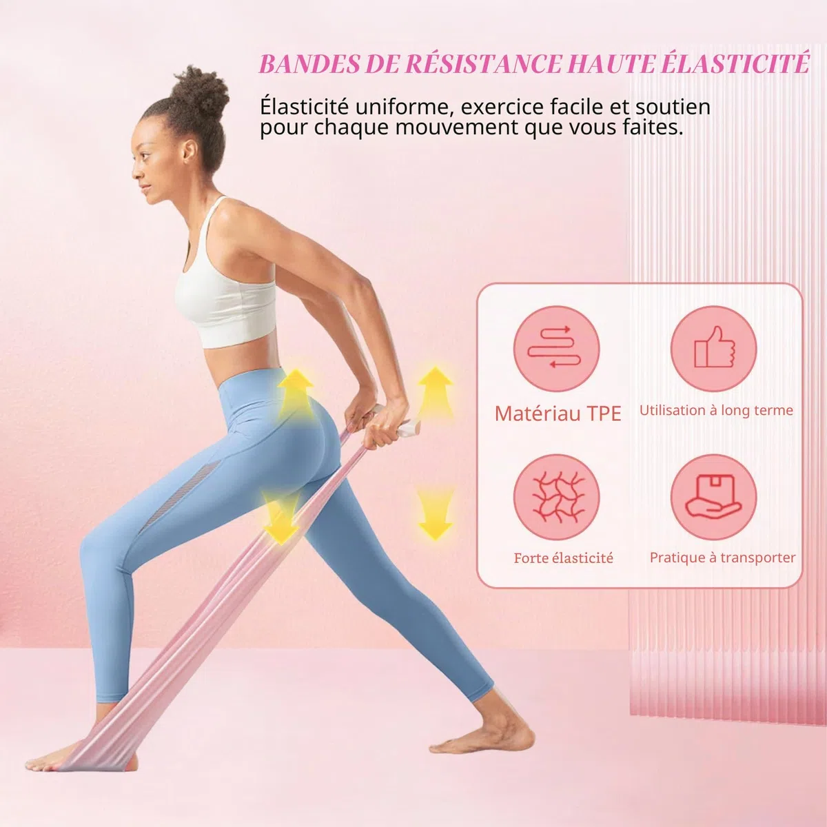Eznaobo Kit essentiel de Pilates, kit de pilates portable pour femmes, avec anneau de pilates tonifiant, longues bandes de résistance, balle de Pilates douce et chaussettes antidérapantes, équipement