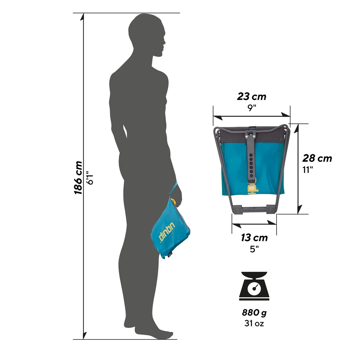 Uquip Fancy - Tabouret Pliant - Compact et Léger - Capacité de Charge 100 kg