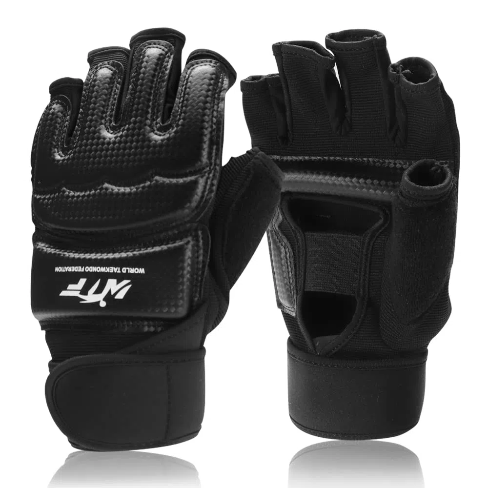 Gants MMA Entraînement d'art Martiaux, LangRay Gants de Boxe Karate Taekwondo Sparring pour Enfants & Adultes (Noir, L)