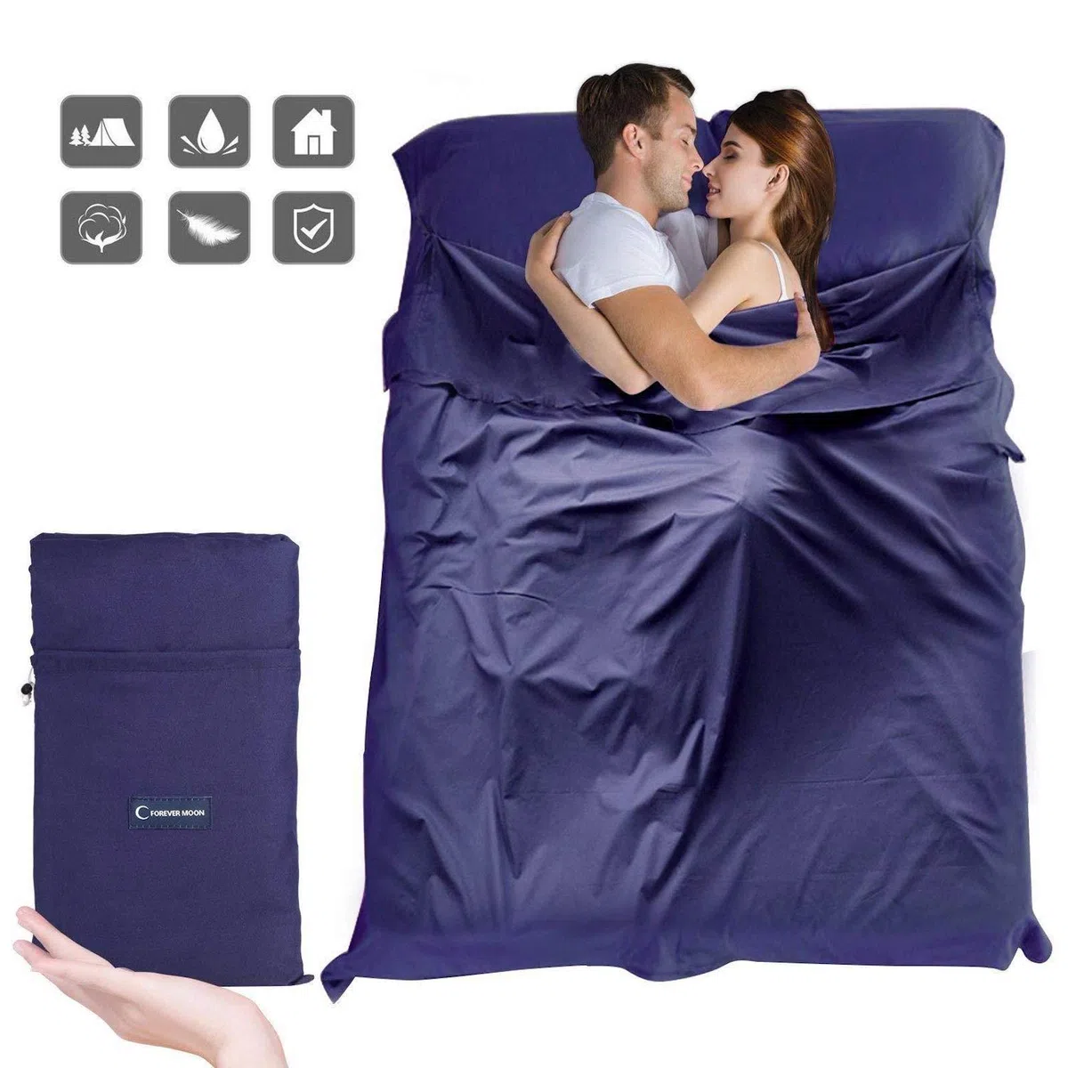 Elonglin Drap de Sac de Couchage de Voyage Portable, Microfibres Doublure Sac de Couchage Idéal pour Auberges Refuges Voyage Hôtel Camping